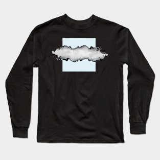 Light Blue Gray and Black Graphic Cloud Effect Long Sleeve T-Shirt